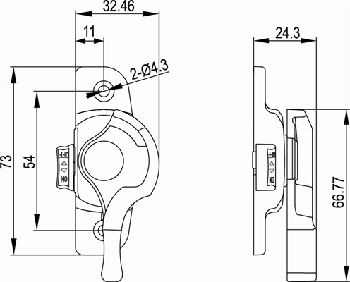 月牙锁CK-A01尺寸图