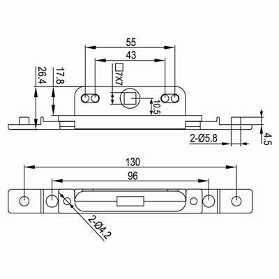 平开窗传动盒CDH-A01尺寸图