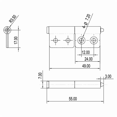 纱窗合页HY-B07尺寸图