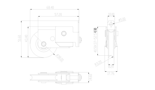 推拉门窗滑轮HL-A33尺寸图