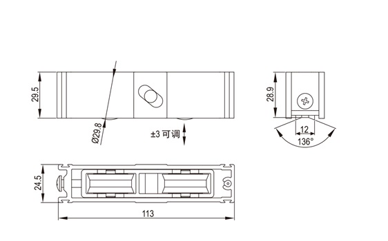 推拉门窗滑轮HL-E01尺寸图