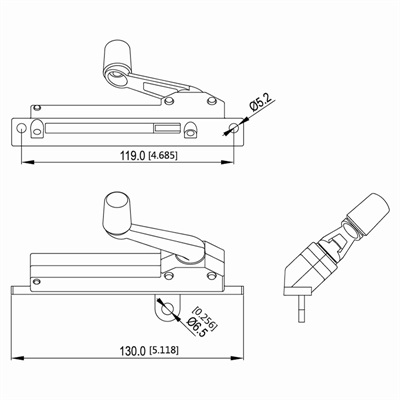 百叶窗摇窗机JHL-WO-08尺寸图