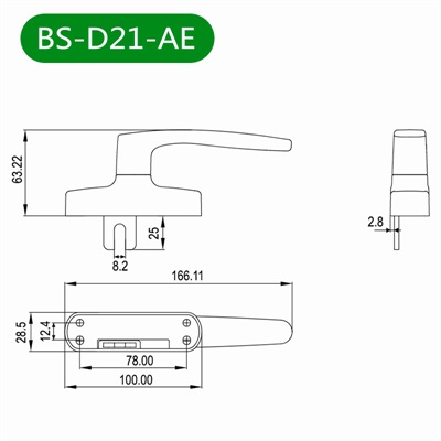 外平开窗把手BS-D21-AE尺寸图