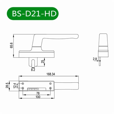 外平开窗把手BS-D21-HD尺寸图