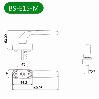平开窗把手BS-E15-M尺寸图