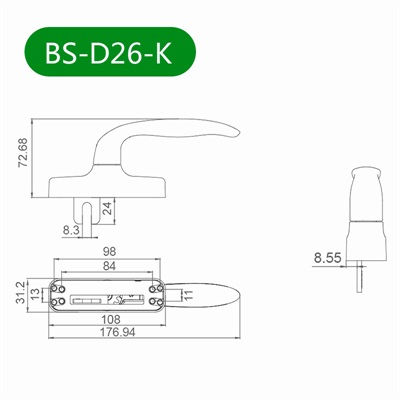 平开窗把手BS-D26-K尺寸图