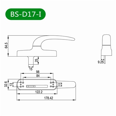平开窗把手BS-D17-I尺寸图