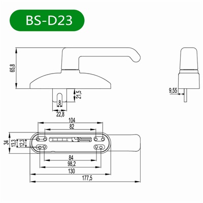 平开窗把手BS-D23尺寸图
