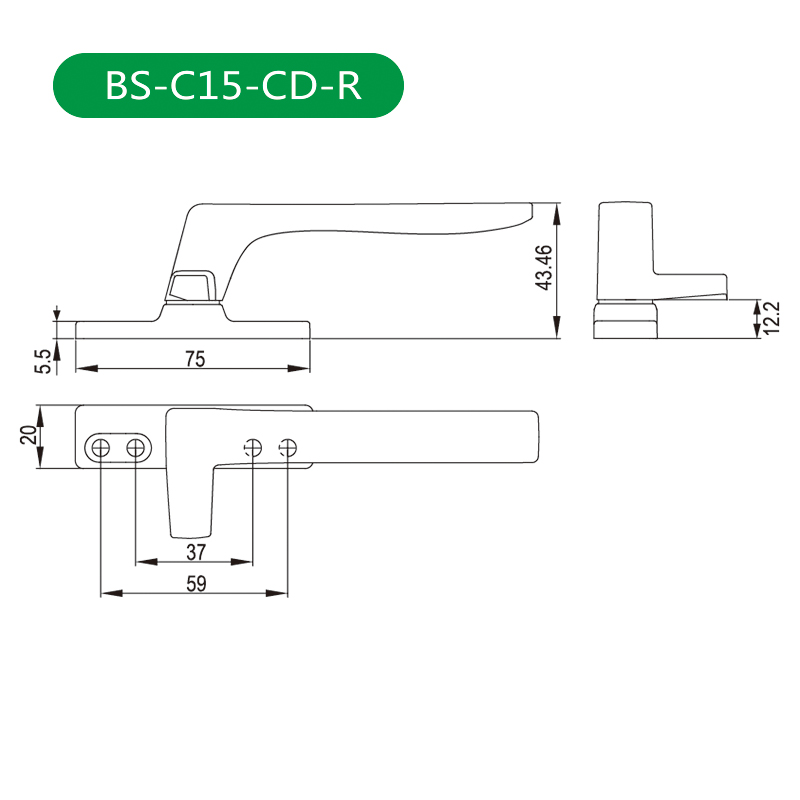平开窗把手BS-C15-CD-R尺寸图